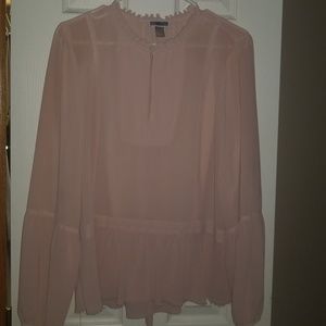 Pink poly chiffon blouse